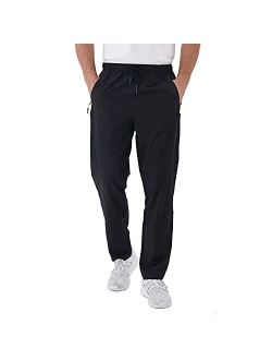Rapoo Men's Workout Athletic Golf Hiking Pants with Zipper Pockets Elastic Waist Lightweight Running Pants for Men