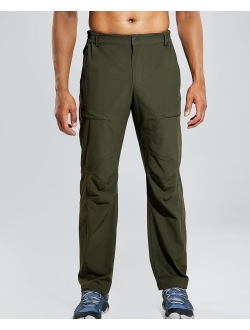 Haimont Men's Hiking Pants with 6 Zip Pockets Nylon Quick Dry Lightweight Outdoor Travel Cargo Pants, Water Resistant