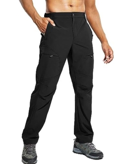 Haimont Men's Hiking Pants with 6 Zip Pockets Nylon Quick Dry Lightweight Outdoor Travel Cargo Pants, Water Resistant