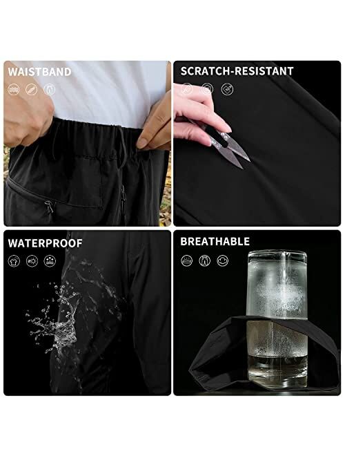 NOUKOW Men's Outdoor Hiking Pants Quick Dry Lightweight Waterproof Work Pants for Men Stretch 6 Zip Pockets and Belt