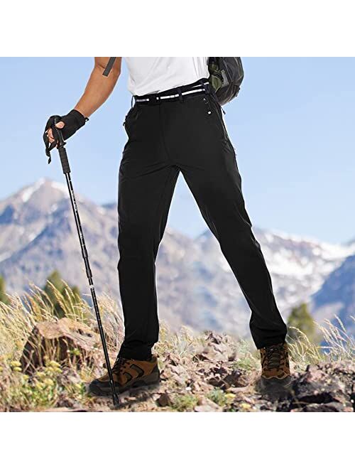 NOUKOW Men's Outdoor Hiking Pants Quick Dry Lightweight Waterproof Work Pants for Men Stretch 6 Zip Pockets and Belt