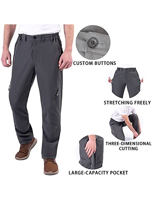 Postropaky Mens Hiking Quick Dry Lightweight Waterproof Fishing Pants Outdoor Travel Climbing Stretch Pants