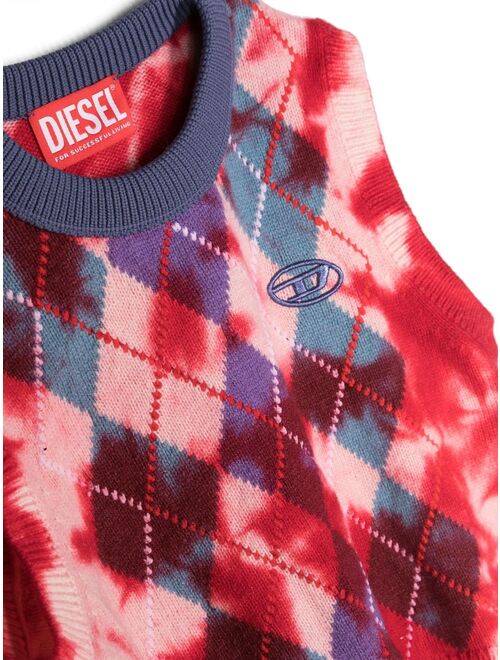 Diesel Kids diamond-pattern bleached top