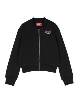 Kids logo-print cotton bomber jacket