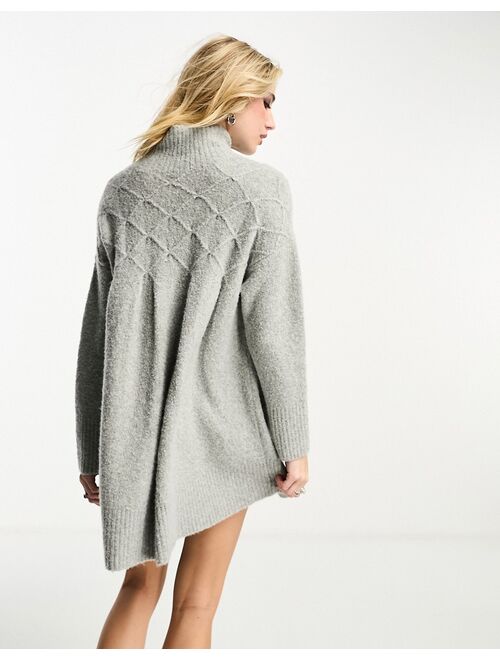 Free People high neck knit mini smock dress in gray