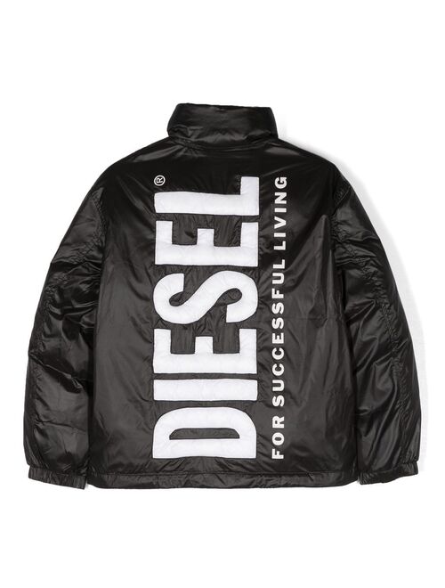 Diesel Kids rear logo-print padded jacket