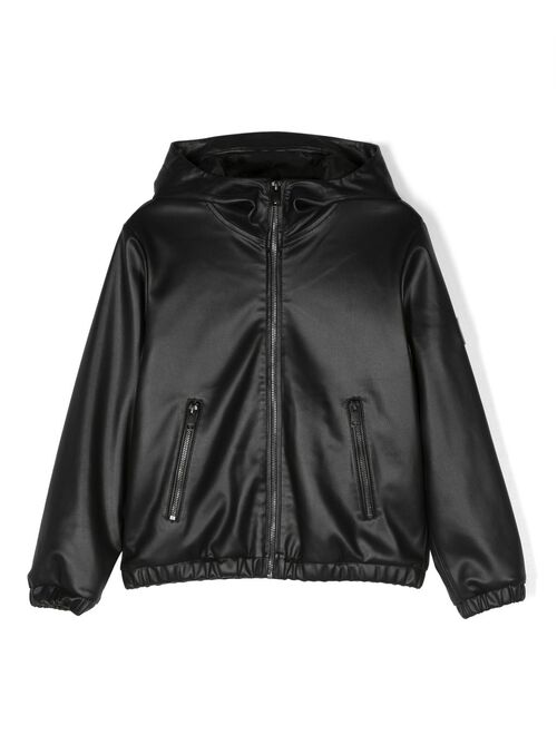 Diesel Kids faux-leather zip-up hoodie