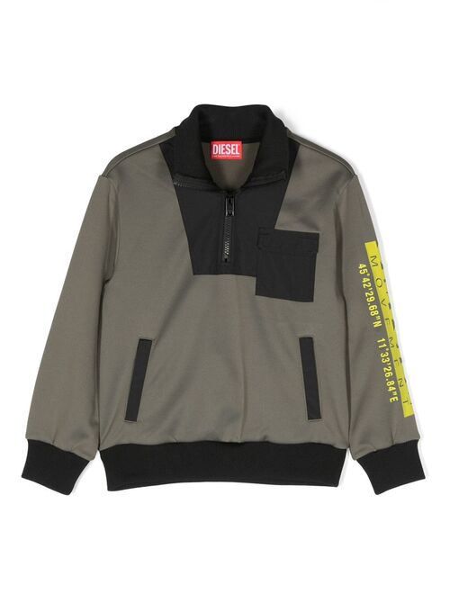 Diesel Kids colour-block half-zipped hoodie