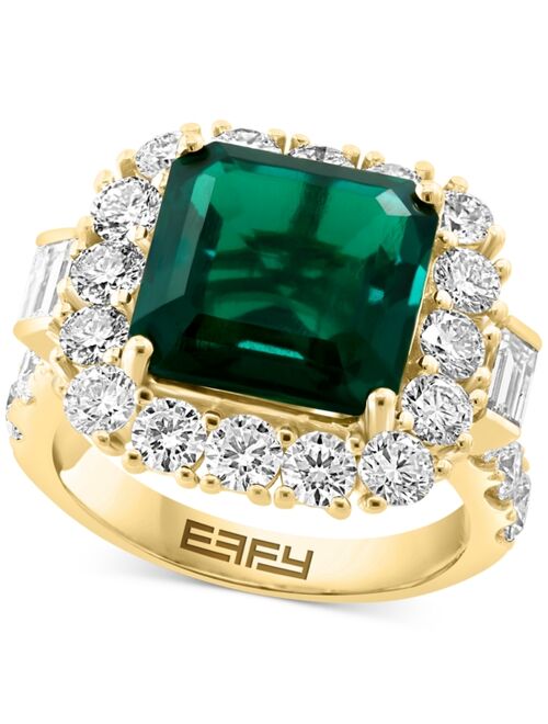 EFFY COLLECTION EFFY Lab Grown Emerald (5-5/8 ct. t.w.) & Lab Grown Diamond (2-3/8 ct. t.w.) Halo Statement Ring in 14k Gold