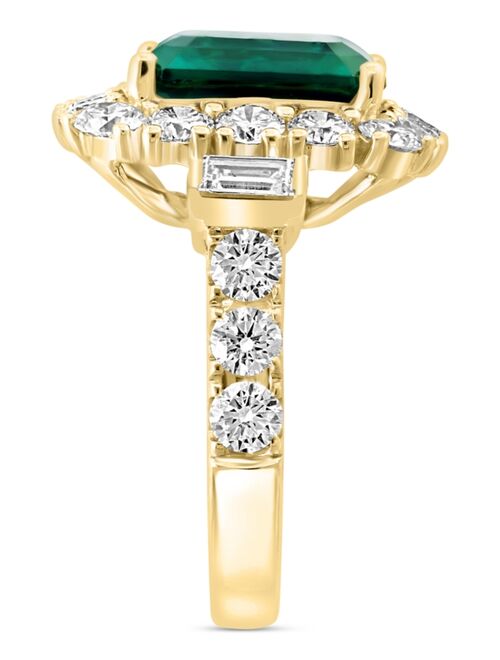 EFFY COLLECTION EFFY Lab Grown Emerald (5-5/8 ct. t.w.) & Lab Grown Diamond (2-3/8 ct. t.w.) Halo Statement Ring in 14k Gold