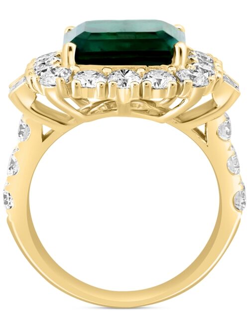 EFFY COLLECTION EFFY Lab Grown Emerald (5-5/8 ct. t.w.) & Lab Grown Diamond (2-3/8 ct. t.w.) Halo Statement Ring in 14k Gold