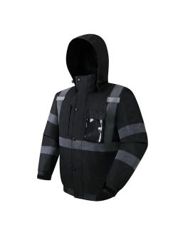 JKSafety Hi-Vis Winter Safety Bomber Jacket for men and women | Winter Safety Jacket Durable and Waterproof | Construction Work Jacket for Winter | Cold Weather PPE | ANS