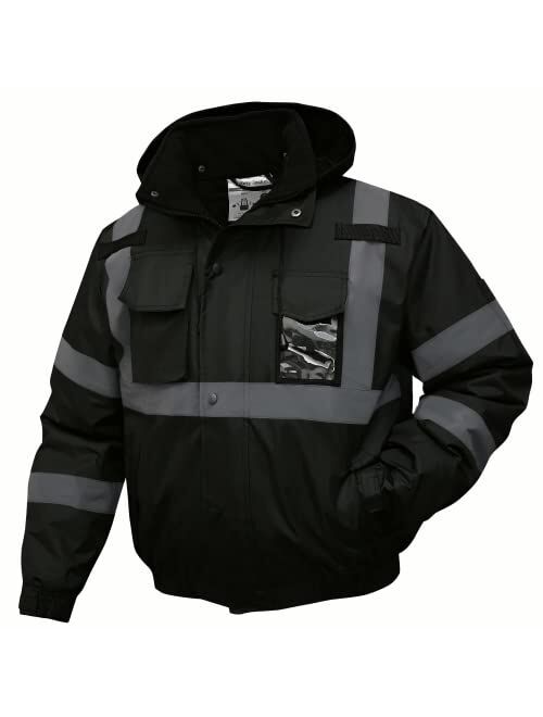 SKSAFETY High Visibility Reflective Jackets for Men, Waterproof Class 3 Safety Jacket with Pockets, Hi Vis Yellow Coats with Black Bottom, Mens Work Construction Coats fo