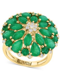 COLLECTION EFFY Emerald (6-1/4 ct. t.w.) & Diamond (1/4 ct. t.w.) Flower Statement Ring in 14k Gold