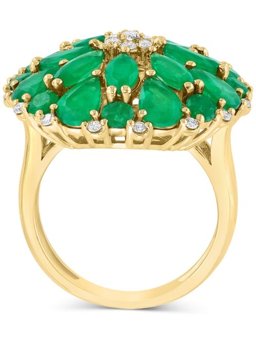 EFFY COLLECTION EFFY Emerald (6-1/4 ct. t.w.) & Diamond (1/4 ct. t.w.) Flower Statement Ring in 14k Gold