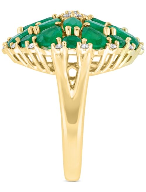 EFFY COLLECTION EFFY Emerald (6-1/4 ct. t.w.) & Diamond (1/4 ct. t.w.) Flower Statement Ring in 14k Gold