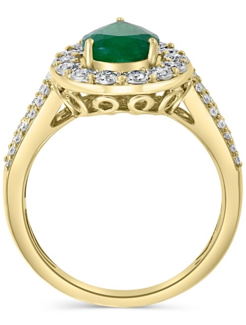 EFFY COLLECTION EFFY Emerald ( 1-1/8 ct. t.w.) & Diamond (3/8 ct. t.w.) Teardrop Ring in 14k Gold