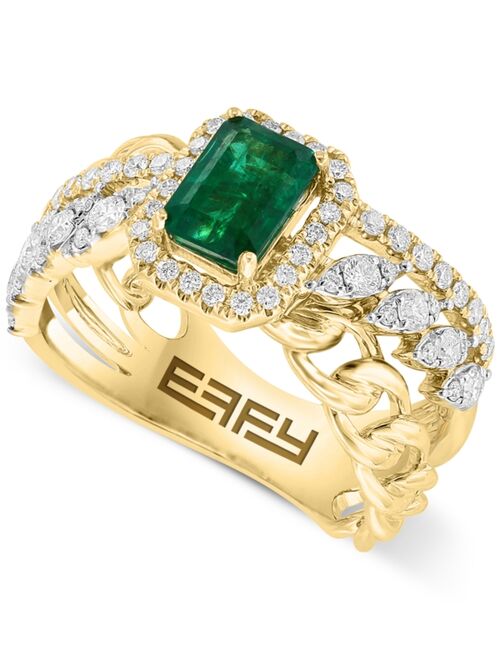 EFFY COLLECTION EFFY Emerald (7/8 ct. t.w.) & Diamond (5/8 ct. t.w.) Multirow Statement Ring in 14k Gold