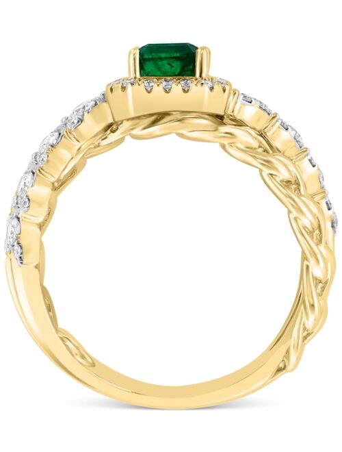 EFFY COLLECTION EFFY Emerald (7/8 ct. t.w.) & Diamond (5/8 ct. t.w.) Multirow Statement Ring in 14k Gold