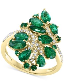 COLLECTION EFFY Emerald (2-1/2 ct. t.w.) & Diamond (1/5 ct. t.w.) Cluster Statement Ring in 14k Gold