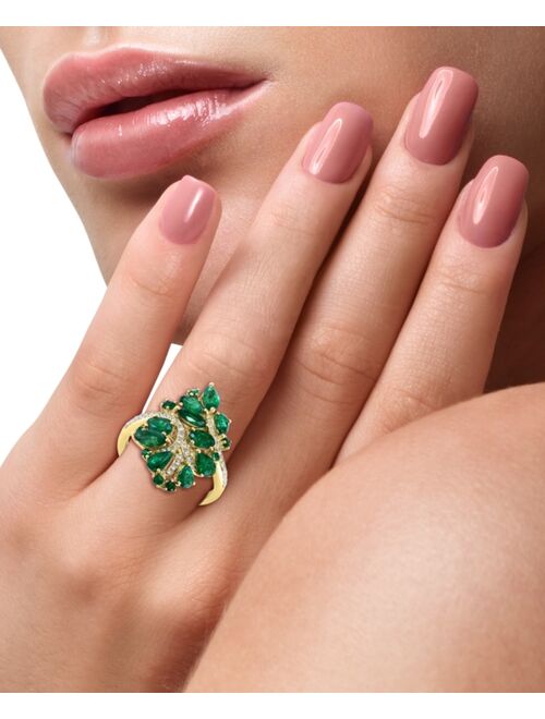 EFFY COLLECTION EFFY Emerald (2-1/2 ct. t.w.) & Diamond (1/5 ct. t.w.) Cluster Statement Ring in 14k Gold