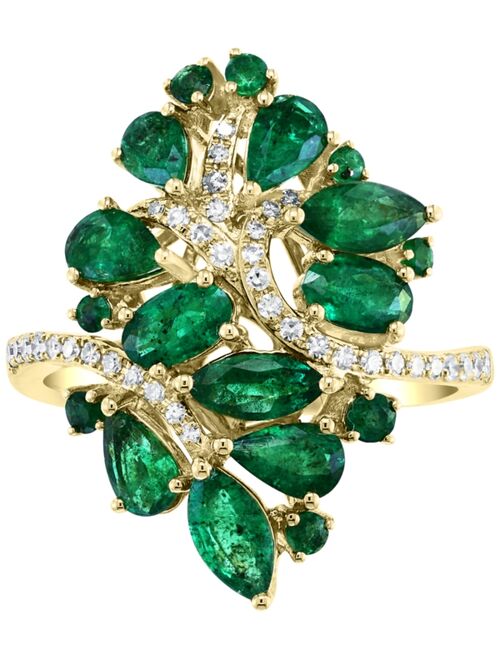 EFFY COLLECTION EFFY Emerald (2-1/2 ct. t.w.) & Diamond (1/5 ct. t.w.) Cluster Statement Ring in 14k Gold