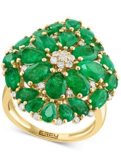 COLLECTION EFFY Emerald (6-1/4 ct. t.w.) & Diamond (3/8 ct. t.w.) Flower Cluster Ring in 14k Yellow Gold