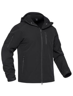 TACVASEN Men's Tactical Jacket with Hood Water Resistant Special Ops Military Softshell Coat