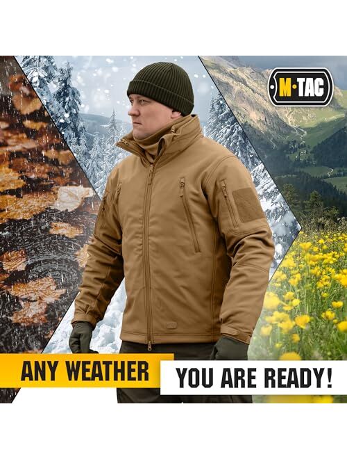 M-Tac Hooded Tactical Jacket Fleece Lined - Water Resistant Softshell Jacket Men