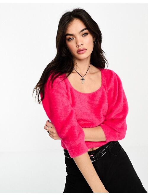 Free People Moonbean fluffy sweater in pink
