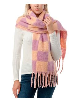 Marcus Adler Women's Check Plaid Scarf with Fringe Detail