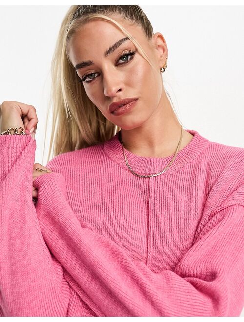ASOS Maternity ASOS DESIGN Maternity crew neck boxy sweater with seam front in pink