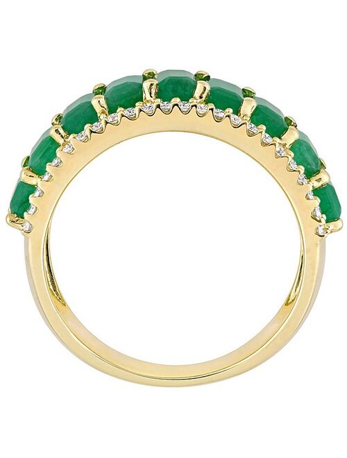 Stella Grace 14k Gold Emerald & 1/3 Carat T.W. Diamond Semi-Eternity Ring