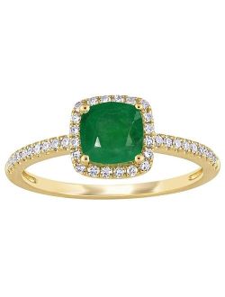 Stella Grace 14k Gold Emerald & 1/5 Carat T.W. Diamond Square Halo Ring