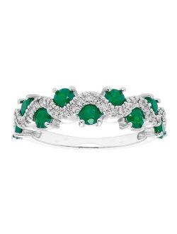 The Regal Collection 14k Gold 1/6 Carat T.W. Diamond & Emerald Ring