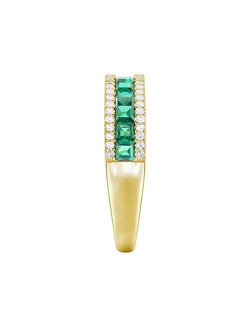 Unbranded 14k Gold Over Silver Lab-Created Emerald & White Sapphire Ring