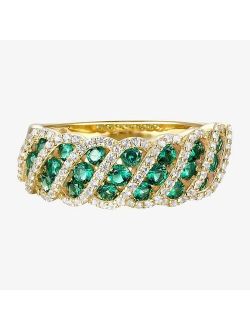 Unbranded 14k Gold Over Silver Lab-Created Emerald & Lab-Created White Sapphire Ring