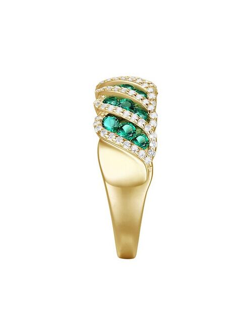 Unbranded 14k Gold Over Silver Lab-Created Emerald & Lab-Created White Sapphire Ring