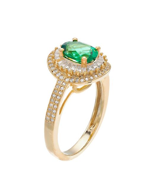 Unbranded 14k Gold Emerald & 1/2 Carat T.W. Diamond Oval Halo Ring