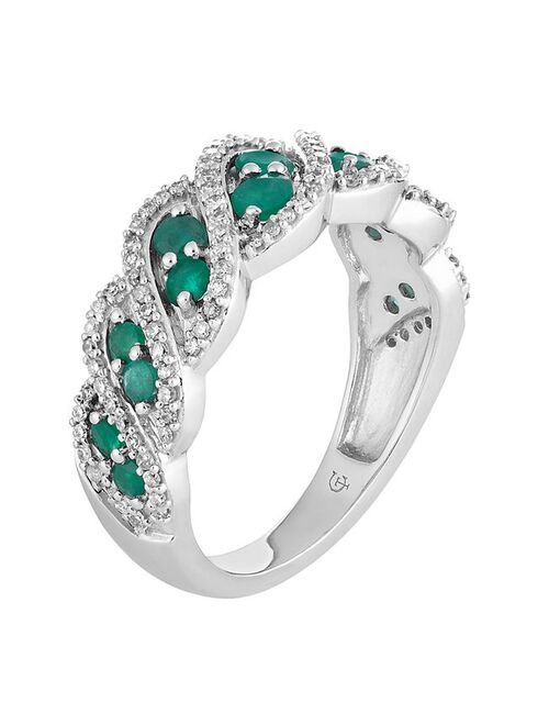 Unbranded 10k White Gold Emerald & 1/3 Carat T.W. Diamond Ring