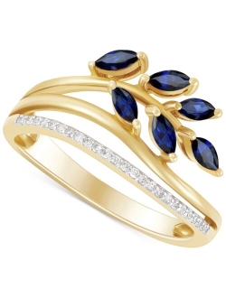 MACY'S Emerald (1/2 ct. t.w.) & Diamond (1/20 ct. t.w.) Vine Motif Ring in 14k Gold (Also in Ruby & Sapphire)