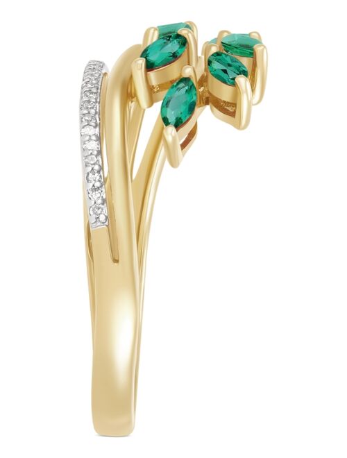 MACY'S Emerald (1/2 ct. t.w.) & Diamond (1/20 ct. t.w.) Vine Motif Ring in 14k Gold (Also in Ruby & Sapphire)