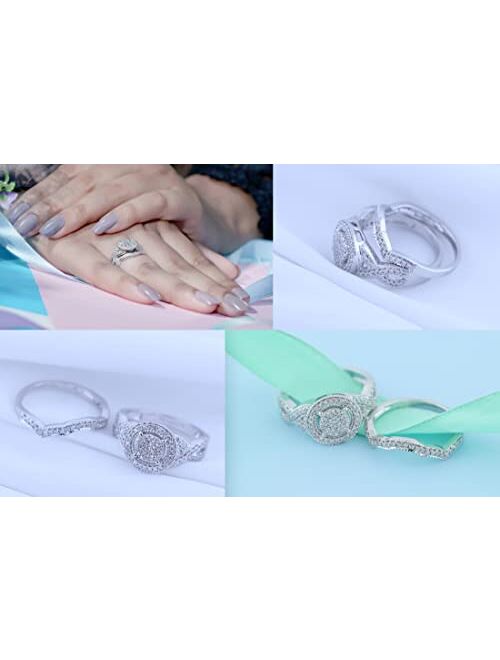 Dazzlingrock Collection Round White Diamond Engagement Ring Set for Women (0.50 ctw, Color I-J, Clarity I2-I3) in 925 Sterling Silver