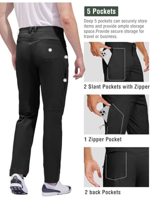PULI Mens Stretch Golf Pants Lightweight Slim Fit Quick Dry Casual Tapered Work Hiking Cycling Travel with Pockets