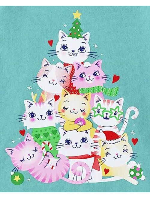 The Children's Place baby girls Cat Christmas Tree Graphic Tee