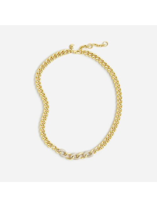 Pav&eacute; crystal chain necklace