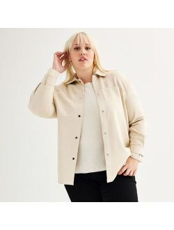 Plus Size Truth Long Sleeve Faux Suede Shacket