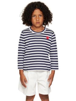 COMME DES GARONS PLAY Kids Navy & White Heart Patch Long Sleeve T-Shirt