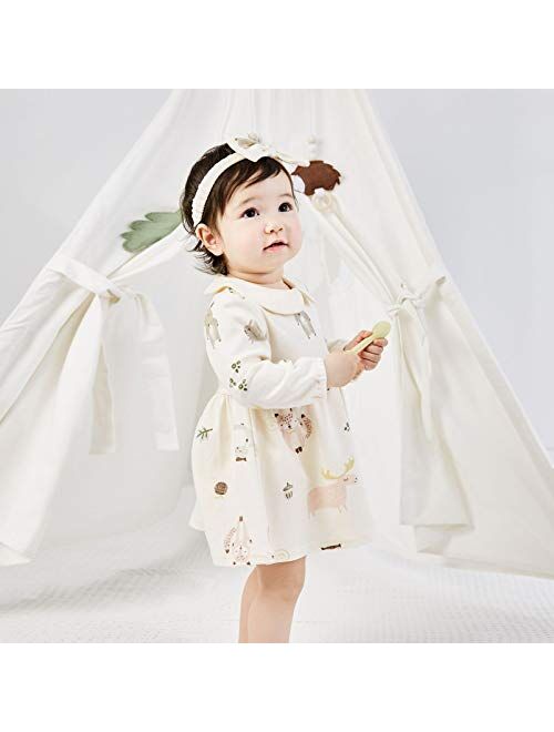 pureborn Baby Toddler Girl Dress with Bloomer Short and Long Sleeve Playwear Dress with Diaper Cover