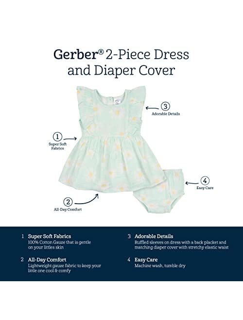 Gerber baby-girls 2 Piece Dress and Diaper Cover Set